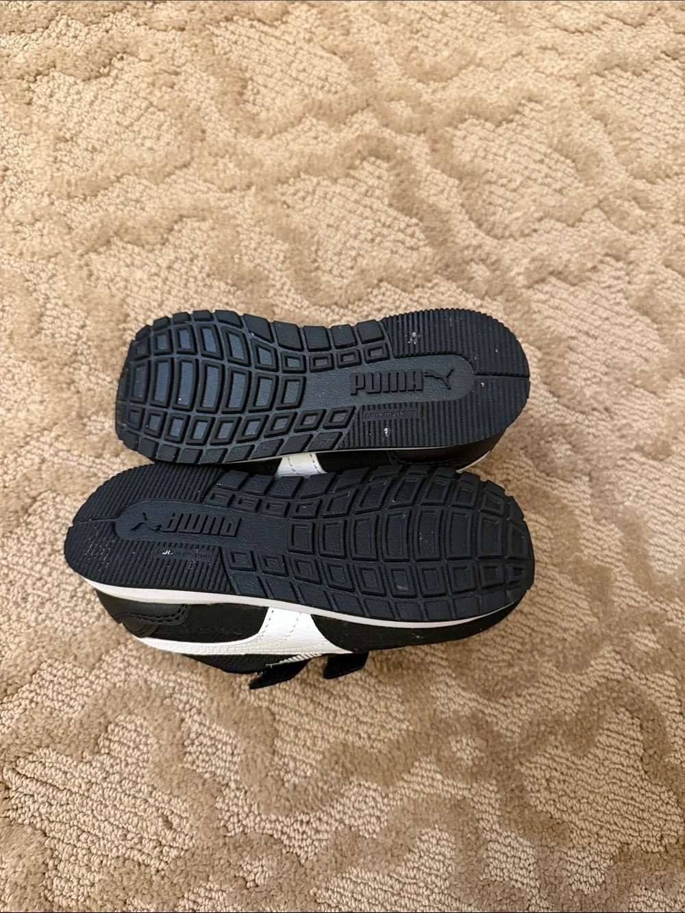 Puma Kids Black and White Velcro Athletic Sneakers